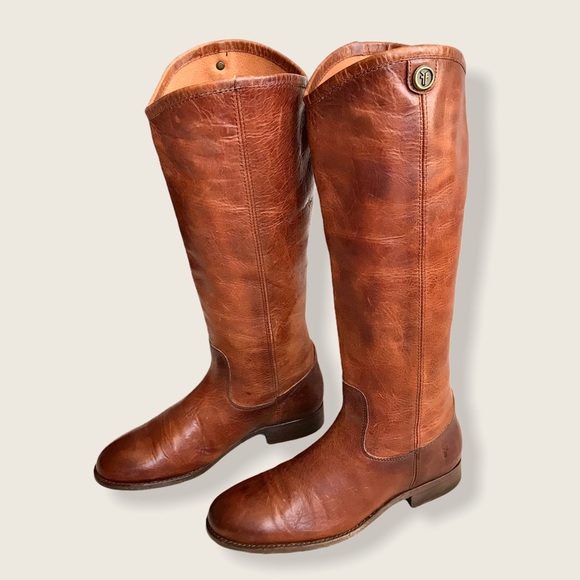 Frye Melissa Button 2 Cognac Leather Tall Boots - Picture 10 of 15